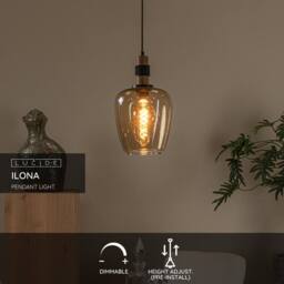 Netlighting Lucide ILONA Pendant light 22 cm 1xE27 Amber - thumbnail 2