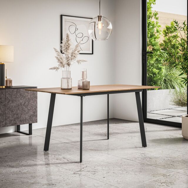 More4Homes Haydon Extending Dining Table 4-6 Seater w Black Legs in Light Oak - image 1