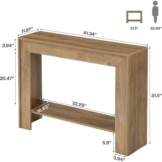 VOGREX 41.3 Farmhouse Console Table, Narrow Entryway Table in Brown - image 1