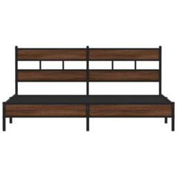 Berkfield Home Metal Bed Frame without Mattress Brown Oak 180x200 cm Super King - thumbnail 4