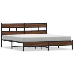 Berkfield Home Metal Bed Frame without Mattress Brown Oak 180x200 cm Super King - thumbnail 3