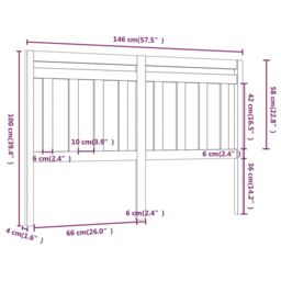 Berkfield Home Bed Headboard Black 146x4x100 cm Solid Wood Pine - Size: 146 x 4 x 100 cm - thumbnail 5