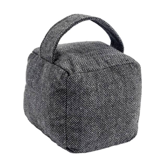 Nicola Spring Herringbone Door Stop - 16 x 16cm - Grey - Size: 16 x 16 cm - image 1
