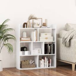 Costway 7 Cubes Open back Bookshelf Home Storage Display Shelf Wooden Bookcase in White - thumbnail 3