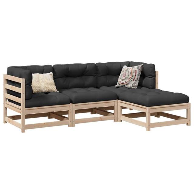 Berkfield Home 4 Piece Garden Sofa Set Solid Wood Pine in Brown - image 1