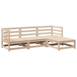 Berkfield Home 4 Piece Garden Sofa Set Solid Wood Pine in Brown - thumbnail 2