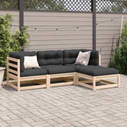 Berkfield Home 4 Piece Garden Sofa Set Solid Wood Pine in Brown - thumbnail 3
