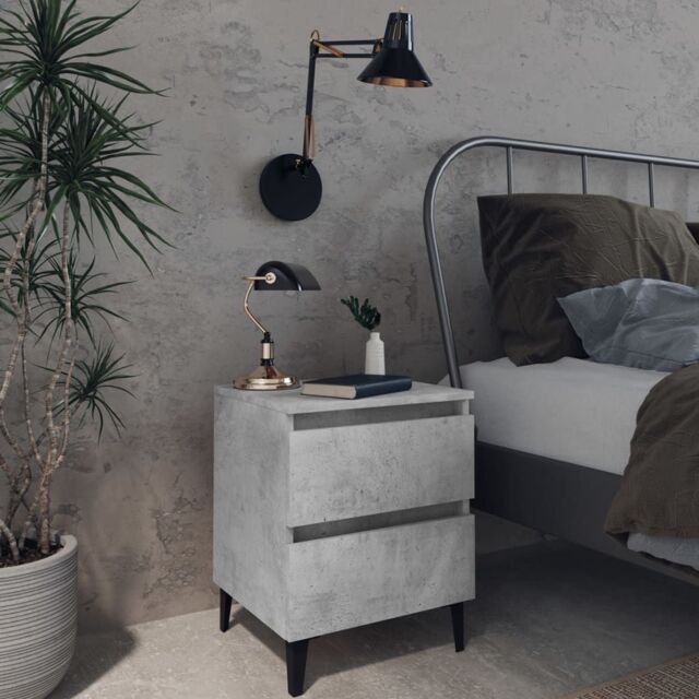 Berkfield Home Bed Cabinets 2 pcs Concrete Grey 40x35x50 cm Engineered Wood - Size: 40 x 35 x 50 cm - image 1