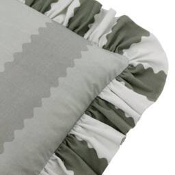 Wylder Birdie Stripe 100% Cotton Ruffle Cushion in Green - Size: 45 cm x 45 cm - thumbnail 3