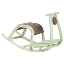 Wyld and Coco Kids Rattan Rocking Chair Light Green - Boho Rustic - thumbnail 2