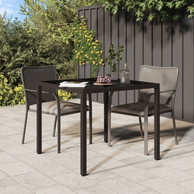 Berkfield Home Garden Dining Table Brown 90x90x75 cm Poly Rattan - Size: 90 x 90 x 75 cm - image 1