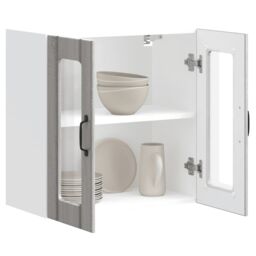 Berkfield Home Kitchen Wall Cabinet with Glass Door Lucca Grey Sonoma Engineered Wood - thumbnail 5