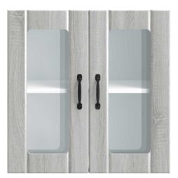 Berkfield Home Kitchen Wall Cabinet with Glass Door Lucca Grey Sonoma Engineered Wood - thumbnail 6