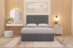 Somnior Alexas Plush Velvet Divan Bed Set with Midnight Pocket Sprung Mattress & Headboard in Silver - Size: Single - thumbnail 1