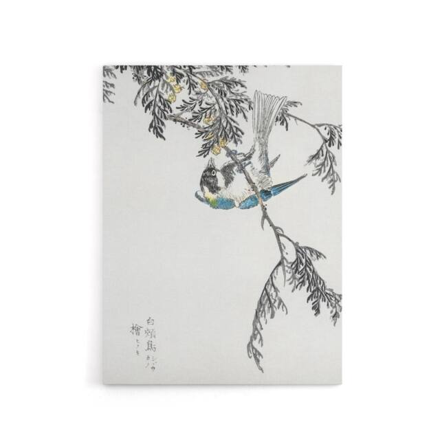 "Artery8 Great Tit & Cypress Japanese Canvas Wall Art Print Kashu - Size: W18"" x H24""" - image 1