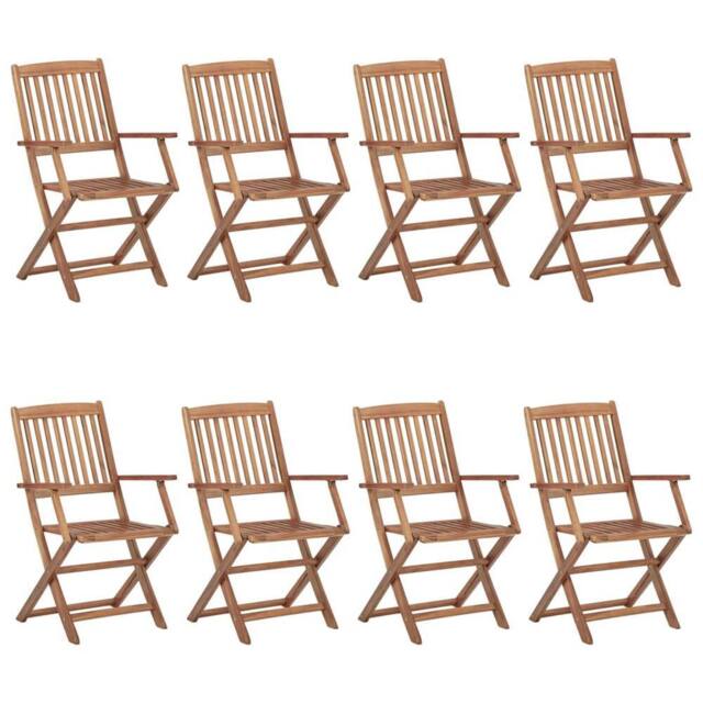 Berkfield Home Folding Outdoor Chairs 8 pcs Solid Acacia Wood in Brown - image 1