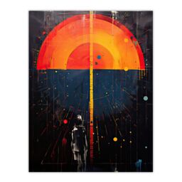 "Artery8 Wall Art Print Seascape Sunset Abstract Minimalism Orange Blue Geometric Poster - Size: W18"" x H24""" - thumbnail 1