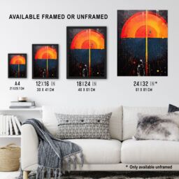 "Artery8 Wall Art Print Seascape Sunset Abstract Minimalism Orange Blue Geometric Poster - Size: W18"" x H24""" - thumbnail 3