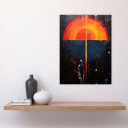 "Artery8 Wall Art Print Seascape Sunset Abstract Minimalism Orange Blue Geometric Poster - Size: W18"" x H24""" - thumbnail 4