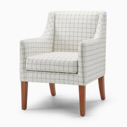 FurnitureboxUK Aubrey Beige Check Fabric Wingback Accent Armchair - thumbnail 3