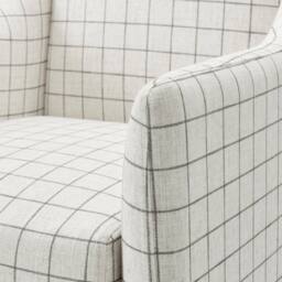 FurnitureboxUK Aubrey Beige Check Fabric Wingback Accent Armchair - thumbnail 6