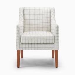 FurnitureboxUK Aubrey Beige Check Fabric Wingback Accent Armchair - thumbnail 4
