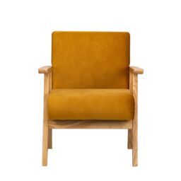 Nordlys Scandinavian Lounge Armchair with Wooden Frame in Yellow - thumbnail 4