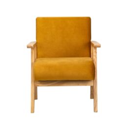 Nordlys Scandinavian Lounge Armchair with Wooden Frame in Yellow - thumbnail 6