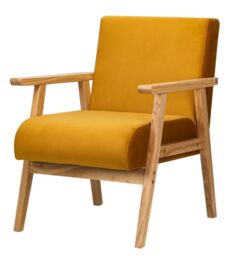 Nordlys Scandinavian Lounge Armchair with Wooden Frame in Yellow