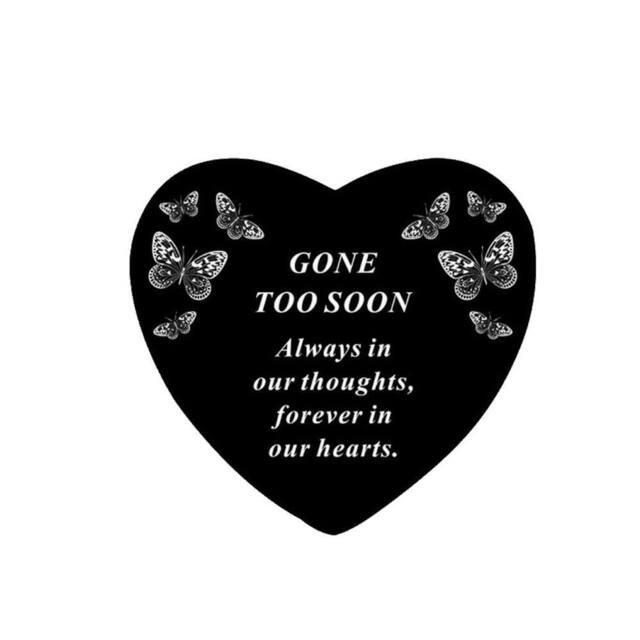 David Fischhoff Black Graveside Memorial Butterfly Heart Ornament Plaque Gone Too Soon - image 1