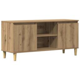 Berkfield Home TV Cabinet Artisan Oak 102x35x50 cm Engineered Wood in Brown - Size: 102 x 35 x 50 cm - thumbnail 3