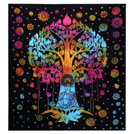 KDMD Double Cotton Bedspread + Wall Hanging - Bodhi Tree - image 1