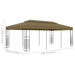Berkfield Home Garden Gazebo 6x3x2.7 m Taupe 180 g/m ² in Beige - thumbnail 6