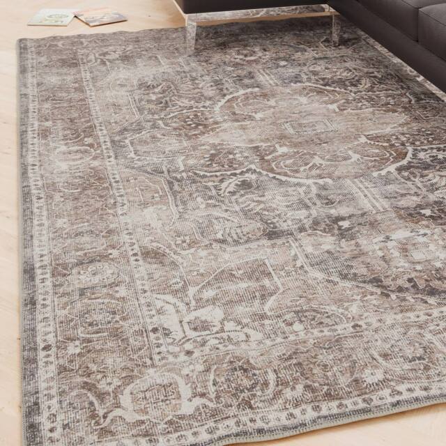 Kukoon Vintage Beige Soft Chenille Washable Living Room Area Rug in Taupe - Size: 240 cm x 330 cm - image 1