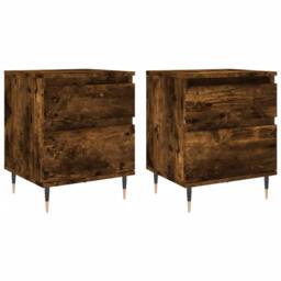 Berkfield Home Bedside Cabinets 2 pcs Smoked Oak 40x35x50 cm Engineered Wood in Brown - Size: 40 x 35 x 50 cm - thumbnail 1
