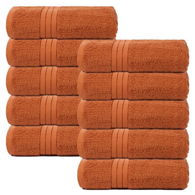 OHS 10 Pack of 100% Cotton Bathroom Bath Towel in Burnt Orange - image 1