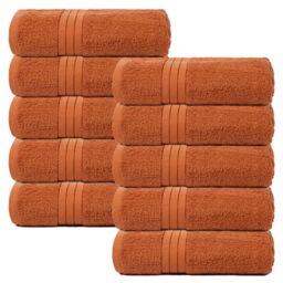 OHS 10 Pack of 100% Cotton Bathroom Bath Towel in Burnt Orange - thumbnail 1