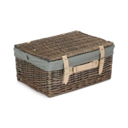 Red Hamper Wicker 40cm Antique Wash Picnic Basket with Cotton Lining in Grey - thumbnail 3