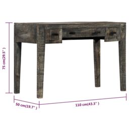 Berkfield Home Desk Black 110x50x75 cm Solid Mango Wood - Size: 110 x 50 x 75 cm - thumbnail 6