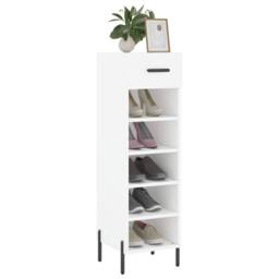 Berkfield Home Shoe Cabinet White 30x35x105 cm Engineered Wood - Size: 30 x 35 x 105 cm - thumbnail 3