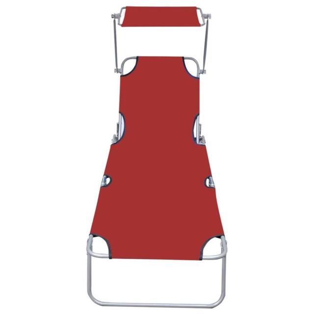 Berkfield Home Comfortable Folding Sun Lounger with Canopy Red Aluminium - image 1
