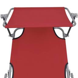 Berkfield Home Comfortable Folding Sun Lounger with Canopy Red Aluminium - thumbnail 6