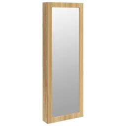 Berkfield Home Mirror Jewellery Cabinet with LED Lights Wall Mounted in Brown