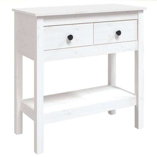 Berkfield Home Console Table White 75x35x75 cm Solid Wood Pine - Size: 75 x 35 x 75 cm - image 1