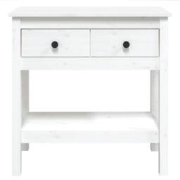 Berkfield Home Console Table White 75x35x75 cm Solid Wood Pine - Size: 75 x 35 x 75 cm - thumbnail 6