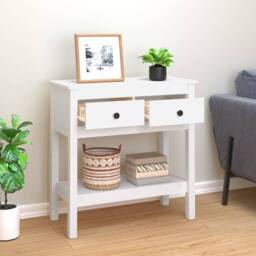 Berkfield Home Console Table White 75x35x75 cm Solid Wood Pine - Size: 75 x 35 x 75 cm - thumbnail 3