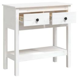 Berkfield Home Console Table White 75x35x75 cm Solid Wood Pine - Size: 75 x 35 x 75 cm - thumbnail 7
