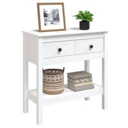 Berkfield Home Console Table White 75x35x75 cm Solid Wood Pine - Size: 75 x 35 x 75 cm - thumbnail 4