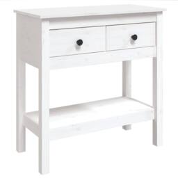 Berkfield Home Console Table White 75x35x75 cm Solid Wood Pine - Size: 75 x 35 x 75 cm - thumbnail 1