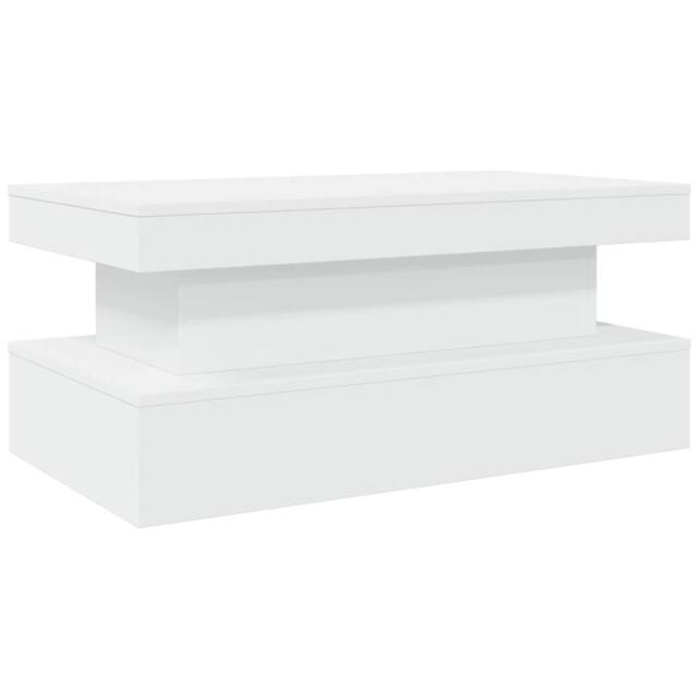 Berkfield Home Modern Coffee Table with LED Lights White 90x50x40 cm - Size: 90 x 50 x 40 cm - image 1